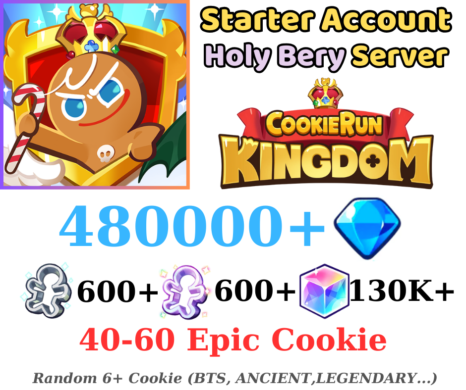 [GLOBAL/HolyBerry]450000+ Gems | Cookie Run: Kingdom Starter Reroll Account